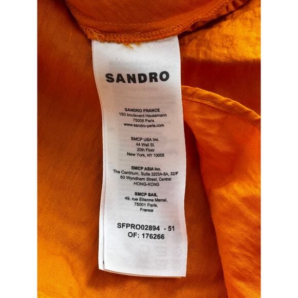 Sandro Rambla Twist‎ V-Neck Puff Sleeve Maxi Dress Orange Size 40 Large - Picture 10 of 12